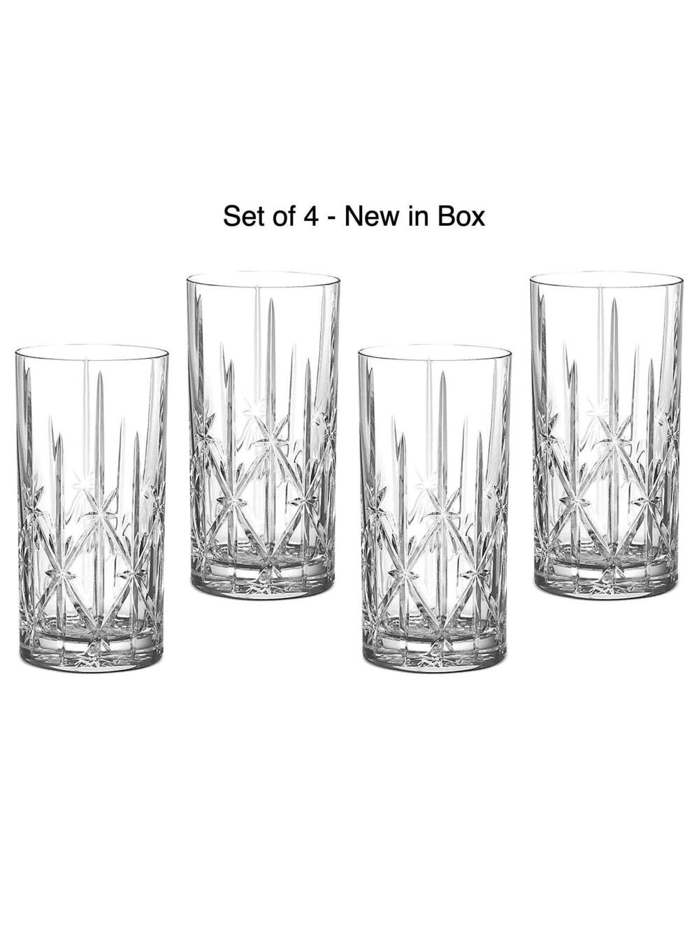 Marquis by Waterford Sparkle Highball Glasses Set of 4 Crystal 22oz Italy new